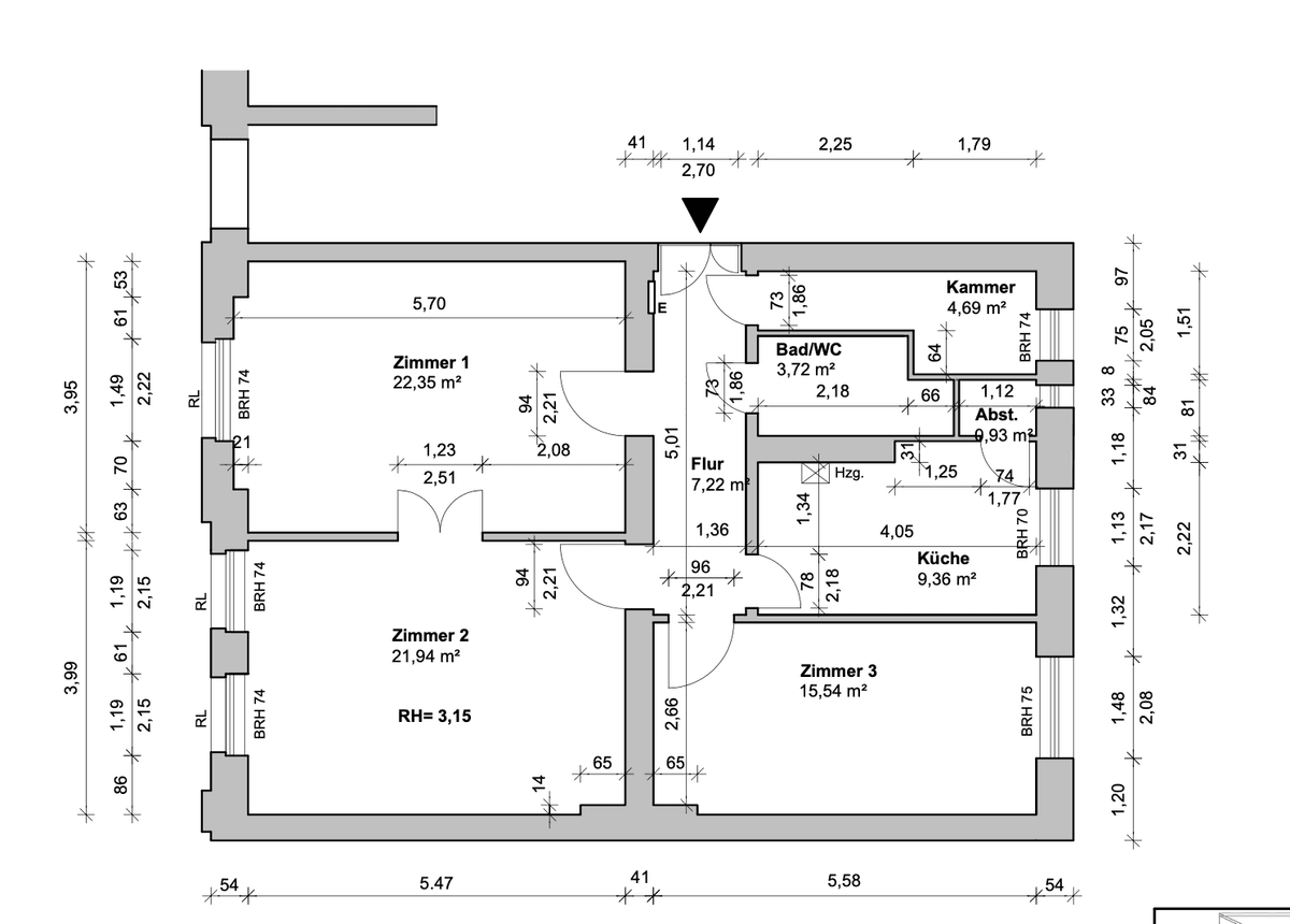 Grundriss Umbau – neu organisierte Wohn- und Funktionsbereiche